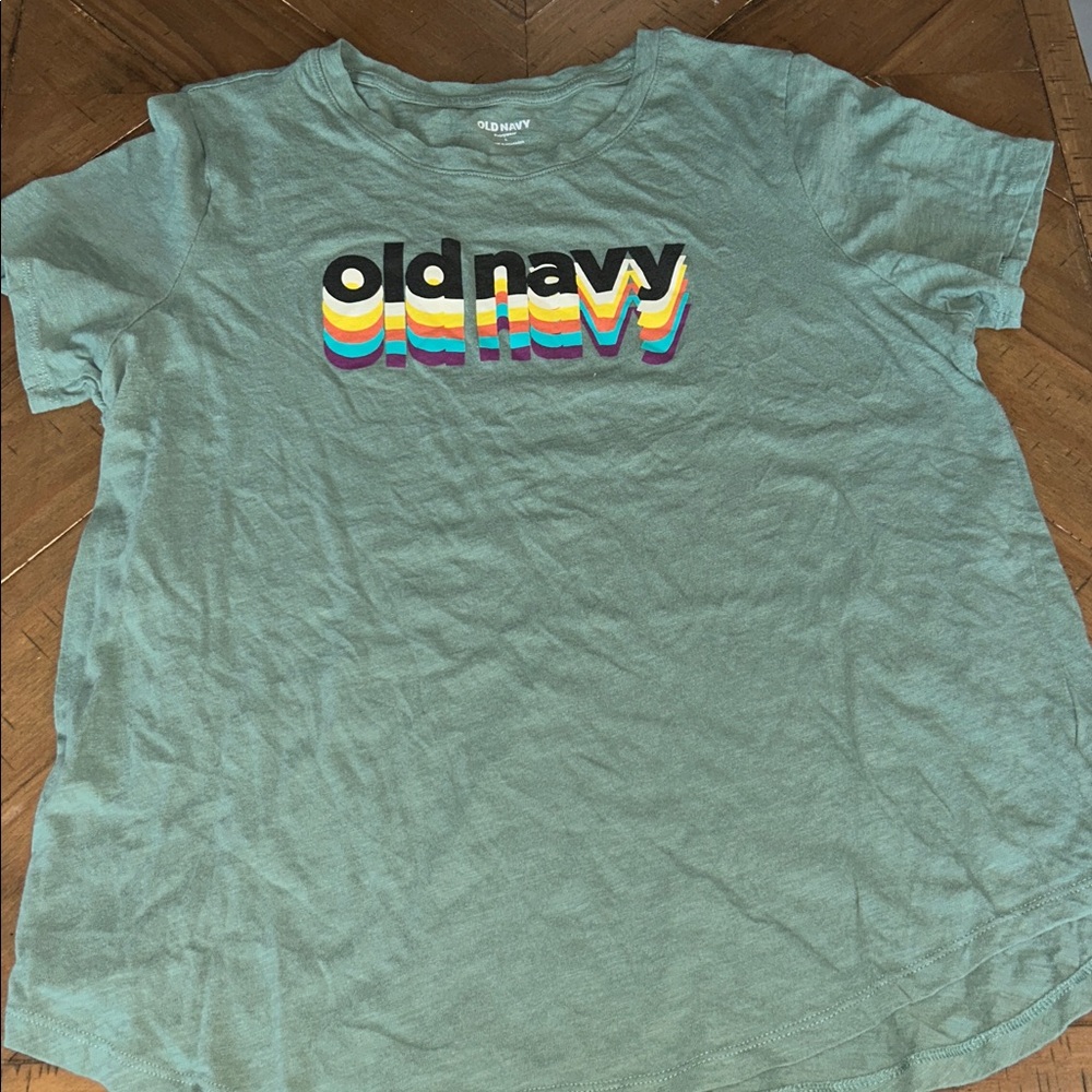 Old Navy Teal Tee with Vibrant Logo